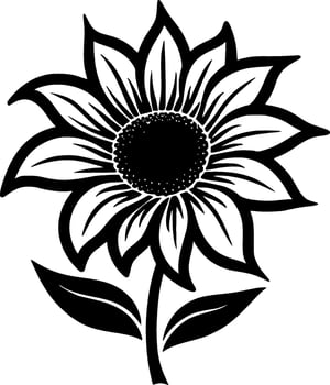Flower - Black and White Isolated Icon - Vector illustration