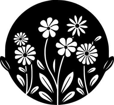 Flowers, Black and White Vector illustration