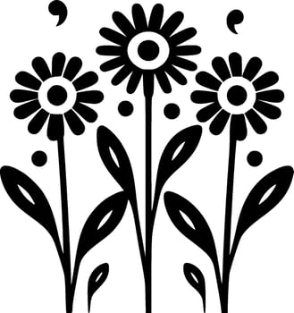 Flowers - Black and White Isolated Icon - Vector illustration