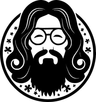 Hippie - Black and White Isolated Icon - Vector illustration