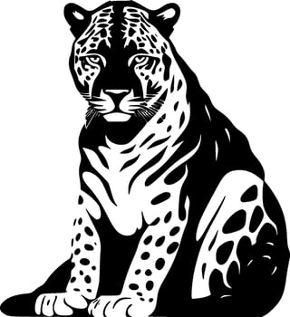 Leopard - Black and White Isolated Icon - Vector illustration