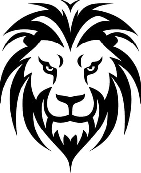 Lion, Black and White Vector illustration