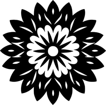 Mandala, Black and White Vector illustration
