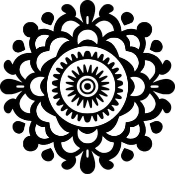 Mandala, Black and White Vector illustration