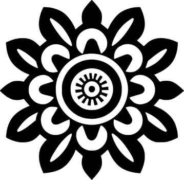 Mandala, Black and White Vector illustration