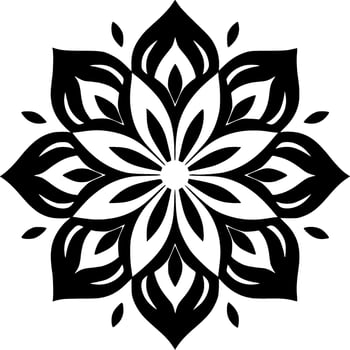 Mandala - Black and White Isolated Icon - Vector illustration