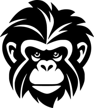 Monkey - Black and White Isolated Icon - Vector illustration