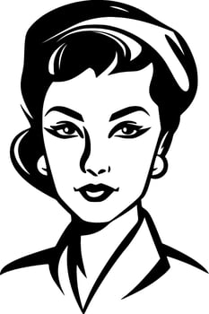 Nurse - Black and White Isolated Icon - Vector illustration