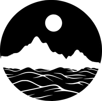 Ocean, Black and White Vector illustration