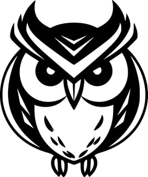 Owl, Black and White Vector illustration