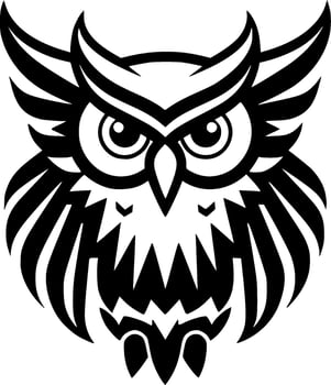 Owl, Black and White Vector illustration