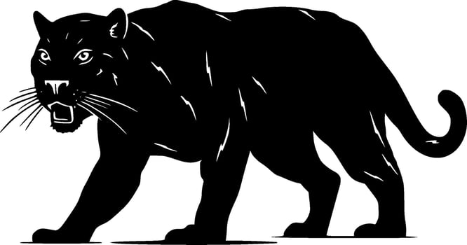 Panther - Black and White Isolated Icon - Vector illustration
