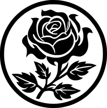 Rose - Black and White Isolated Icon - Vector illustration