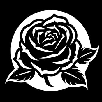 Rose - Black and White Isolated Icon - Vector illustration