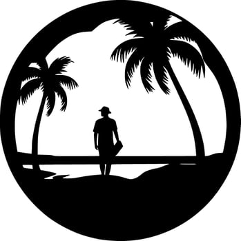 Summer - Black and White Isolated Icon - Vector illustration