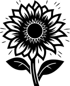 Sunflower, Black and White Vector illustration