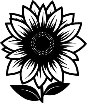Sunflower, Black and White Vector illustration