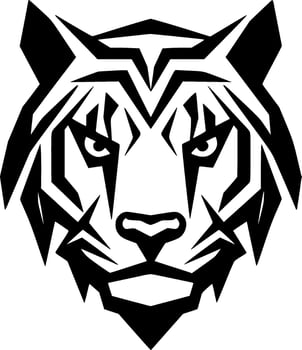 Tiger - Black and White Isolated Icon - Vector illustration