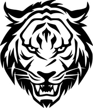 Tiger - Black and White Isolated Icon - Vector illustration