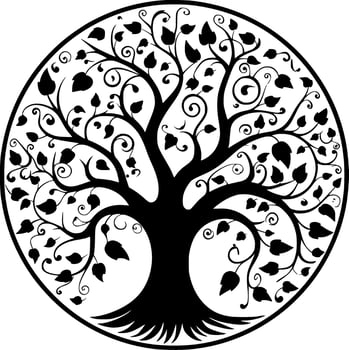 Tree, Black and White Vector illustration
