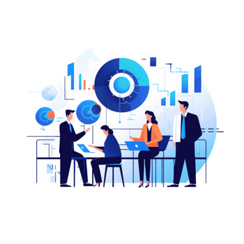 business team working in coordination for data analytics . AI Generated png