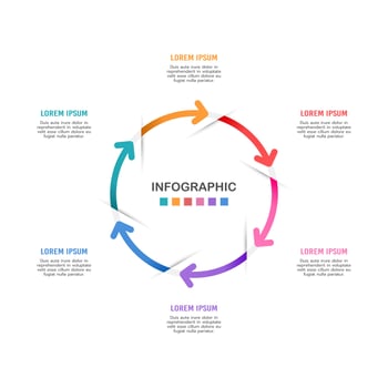 Infographic cycle 6 arrows to the success design template. Vector illustration.