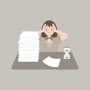 woman stressed with overwork vector flat