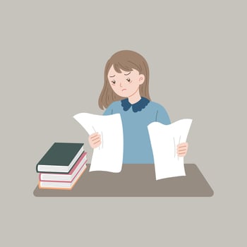 woman stressed with overwork vector flat