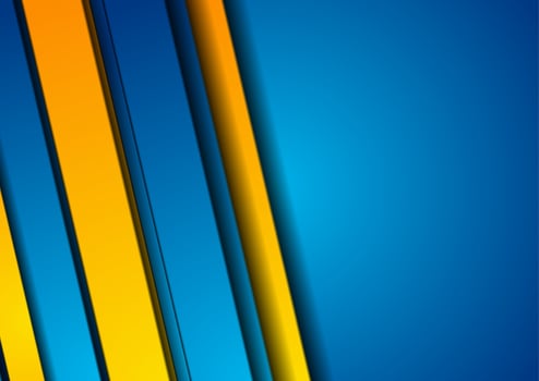 Blue orange stripes abstract corporate background vector