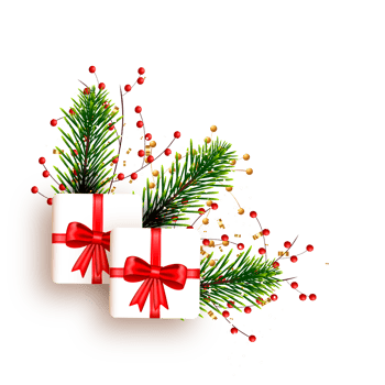 christmas corner  decoration with christmas ball,pine branch and snow flex png