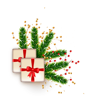 christmas corner  decoration with christmas ball,pine branch and snow flex png