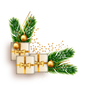 christmas corner  decoration with christmas ball,pine branch and snow flex png