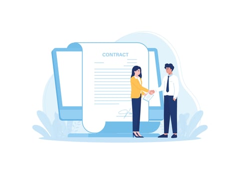 Approve business contract documents concept flat illustration vector