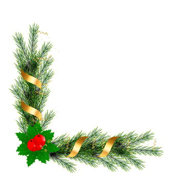christmas corner  decoration with christmas ball,pine branch and snow flex png