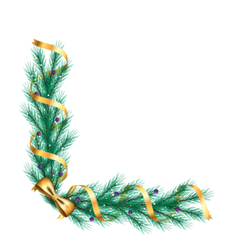 christmas corner  decoration with christmas ball,pine branch and snow flex png