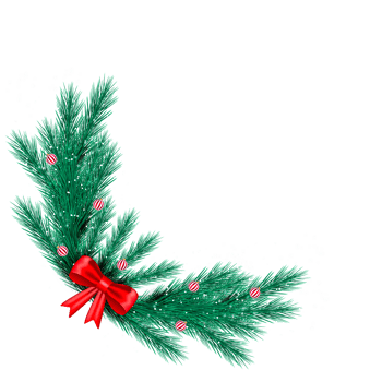 christmas corner  decoration with christmas ball,pine branch and snow flex png