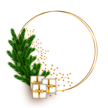 christmas frame decoration with christmas ball,pine branch and snow flex png