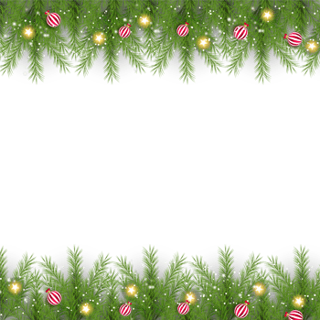 Christmas border decoration with pine branches Christmas ball gift balance and snowflex png