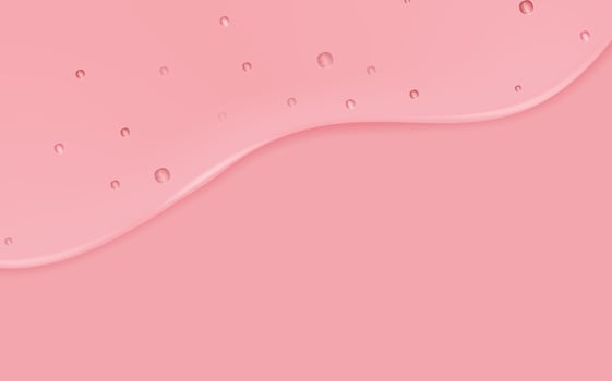 Liquid pink wet drops of gel or collagen.Spilled puddles of cosmetic serum or water. Round clean swatch of essence lotion or jelly for skin care.Beauty background with oil drops. vector