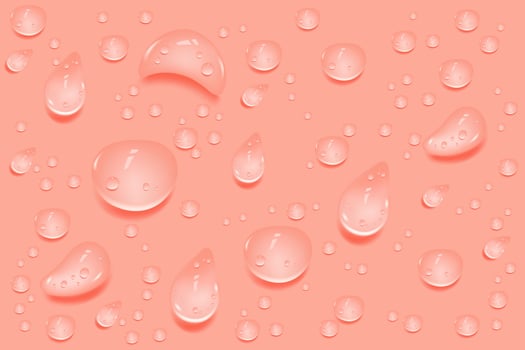 Liquid pink wet drops of gel or collagen.Spilled puddles of cosmetic serum or water. Round clean swatch of essence lotion or jelly for skin care.Beauty background with oil drops. vector