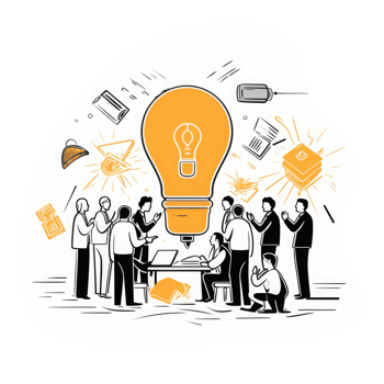 business meeting Teamwork and brainstorm concept team of people with puzzle and light bulbs work together . AI Generated png