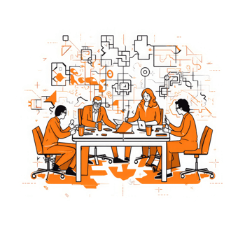 business meeting Teamwork and brainstorm concept team of people with puzzle and light bulbs work together . AI Generated png