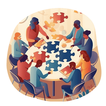 people putting puzzle pieces togethe . AI Generated png