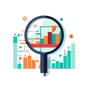 Analytics reports - Magnifier and report icons represent data analysis and reporting . AI Generated png