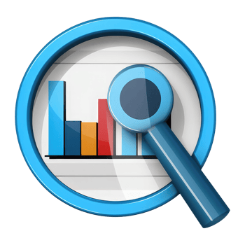 Analytics reports - Magnifier and report icons represent data analysis and reporting . AI Generated png