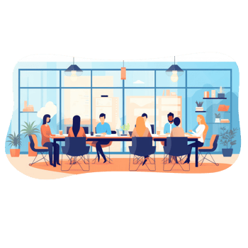 group of people working together in a conference room . AI Generated png