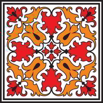 Vector square colored ornament of ancient Rome. Roman classical European pattern, tile.