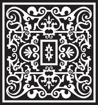 Vector square monochrome black ornament of ancient Rome. Roman classical European pattern, tile.