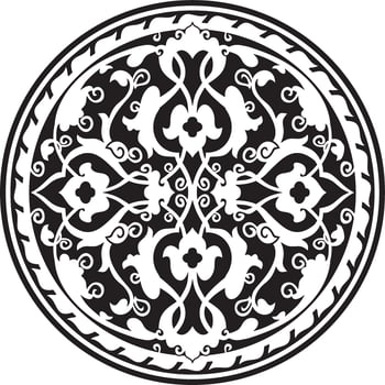 Vector round monochrome Arabic national ornament. Endless vegetablePattern of eastern peoples of Asia, Africa, Persia, Iran, Iraq.