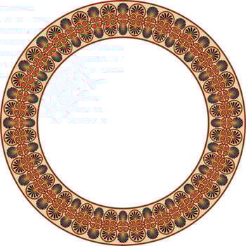 Vector colored round ornament ring of ancient Greece. Classic pattern frame border Roman Empire.